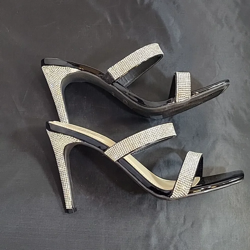 BRAND NEW ROUGE HELUIM RHINESTONES EMBELLISHMENTS SQUARE TOE MULE SANDAL